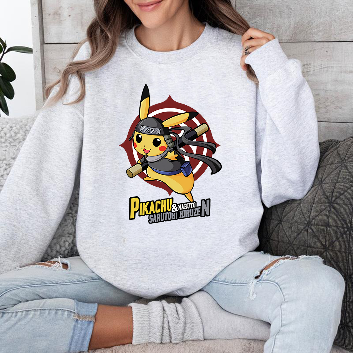 Pikachu And Naruto Sarutobi Hiruzen Pokémon Unisex T-Shirt,Crewneck,Hoodie,H-C-812