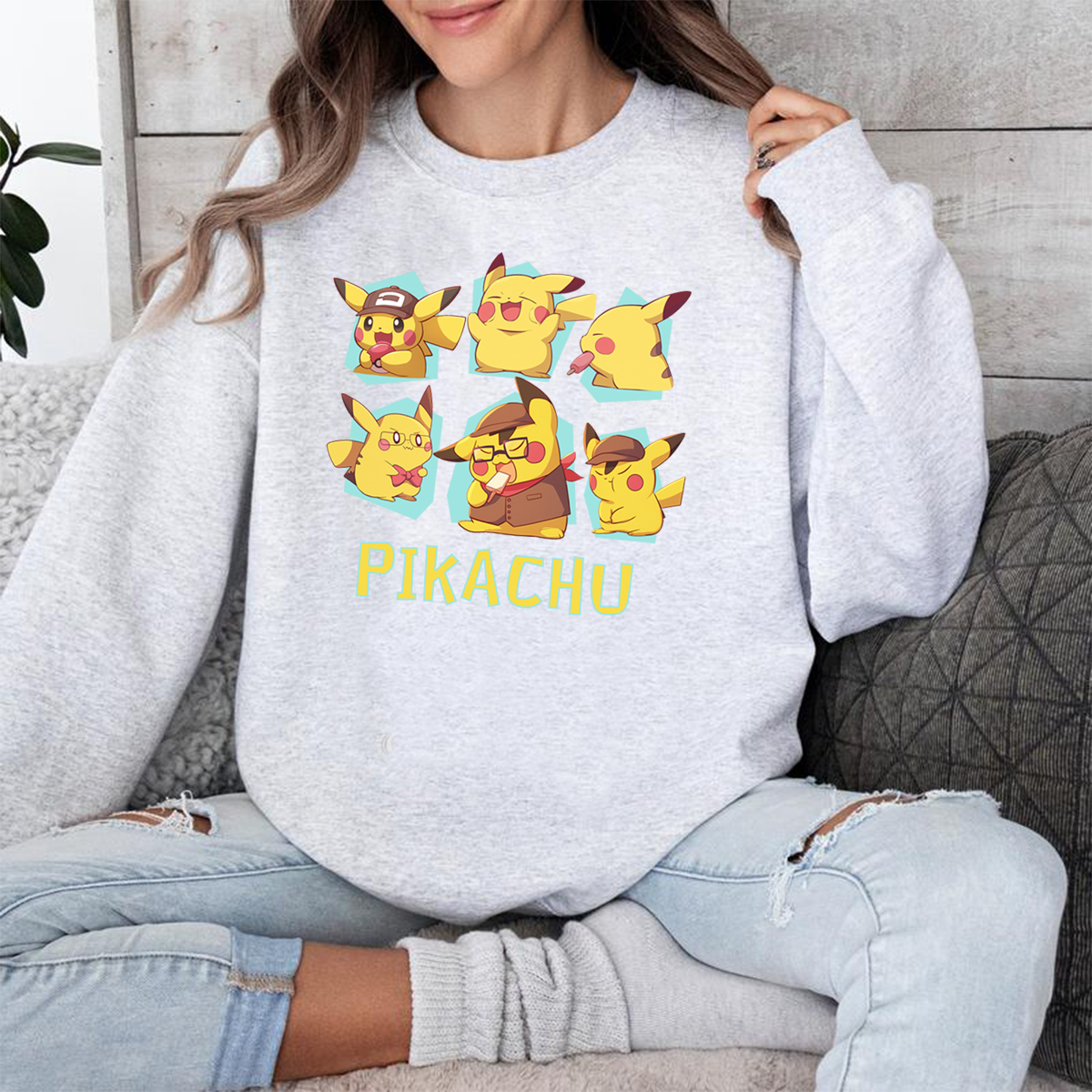 Cute Pikachu Pokémon Characters Anime Unisex T-Shirt,Crewneck,Hoodie,H-C-769