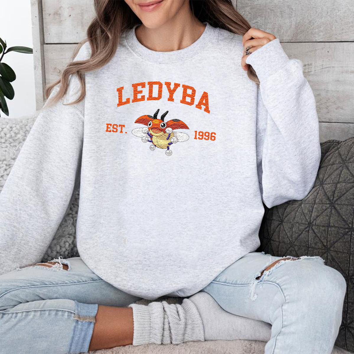 Ledyba Adorable Anime-Themed Embroidered T-Shirt,Crewneck,Hoodie-Trendy Versatile and a Thoughtful Gift for Friends,H-C-1109
