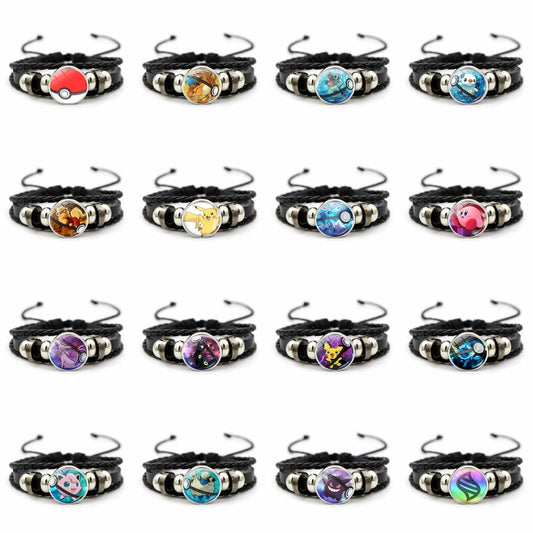 Cute and Magical Black Woven Leather Button Bracelet,A Perfect Gift for Friends and Family,B03