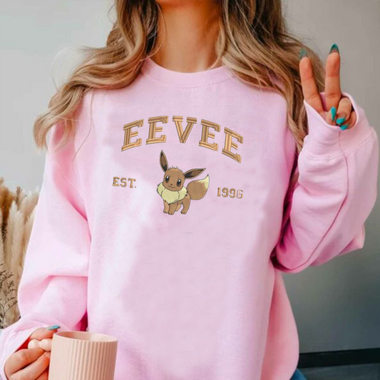 Eevee Adorable Anime-Themed Embroidered T-Shirt,Crewneck,Hoodie-Trendy Versatile and a Thoughtful Gift for Friends,H-C-719