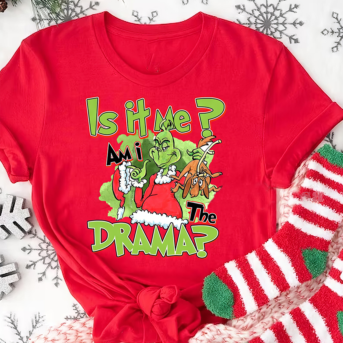 Grinch Am I The Drama Christmas T-Shirt,Crewneck,Hoodie For Gift,TS-C-358