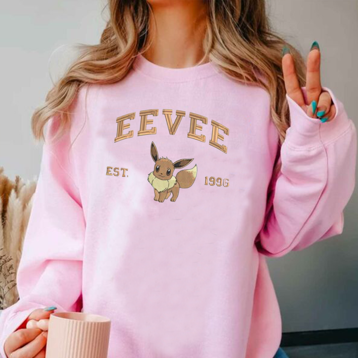 Eevee Pokémon Embroidered T-Shirt,Crewneck,Hoodie,A Perfect Gift For Pokémon Enthusiasts,H-C-719