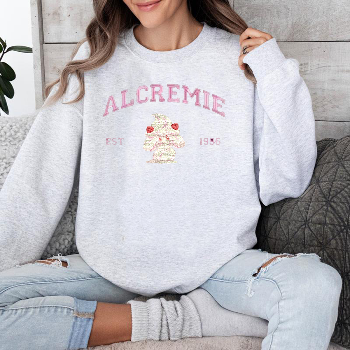 Alcremie Adorable Anime-Themed Embroidered T-Shirt,Crewneck,Hoodie-Trendy Versatile and a Thoughtful Gift for Friends,H-C-710