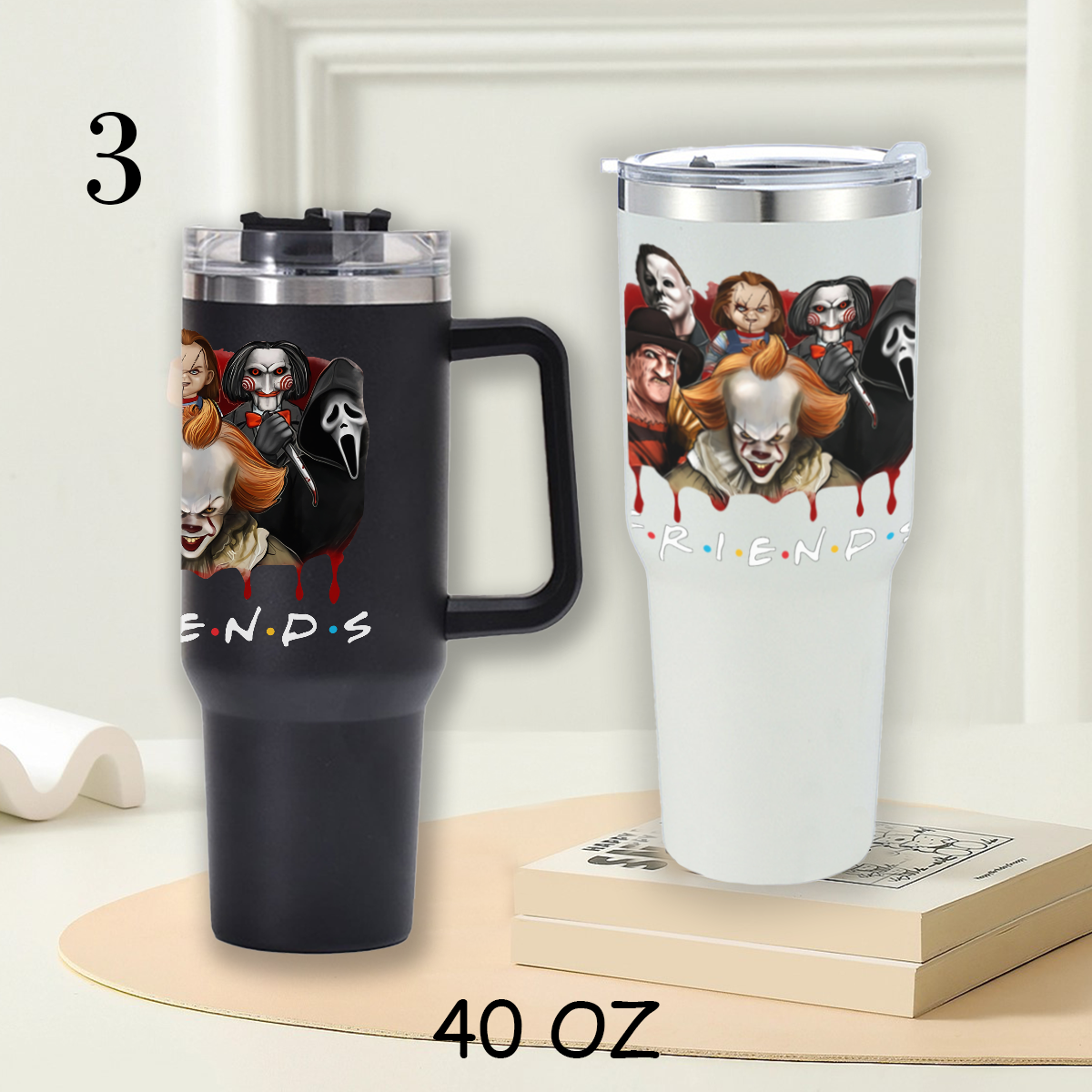 Friends Thug Life Horror Character Halloween Insulated Tumbler,D-C-456