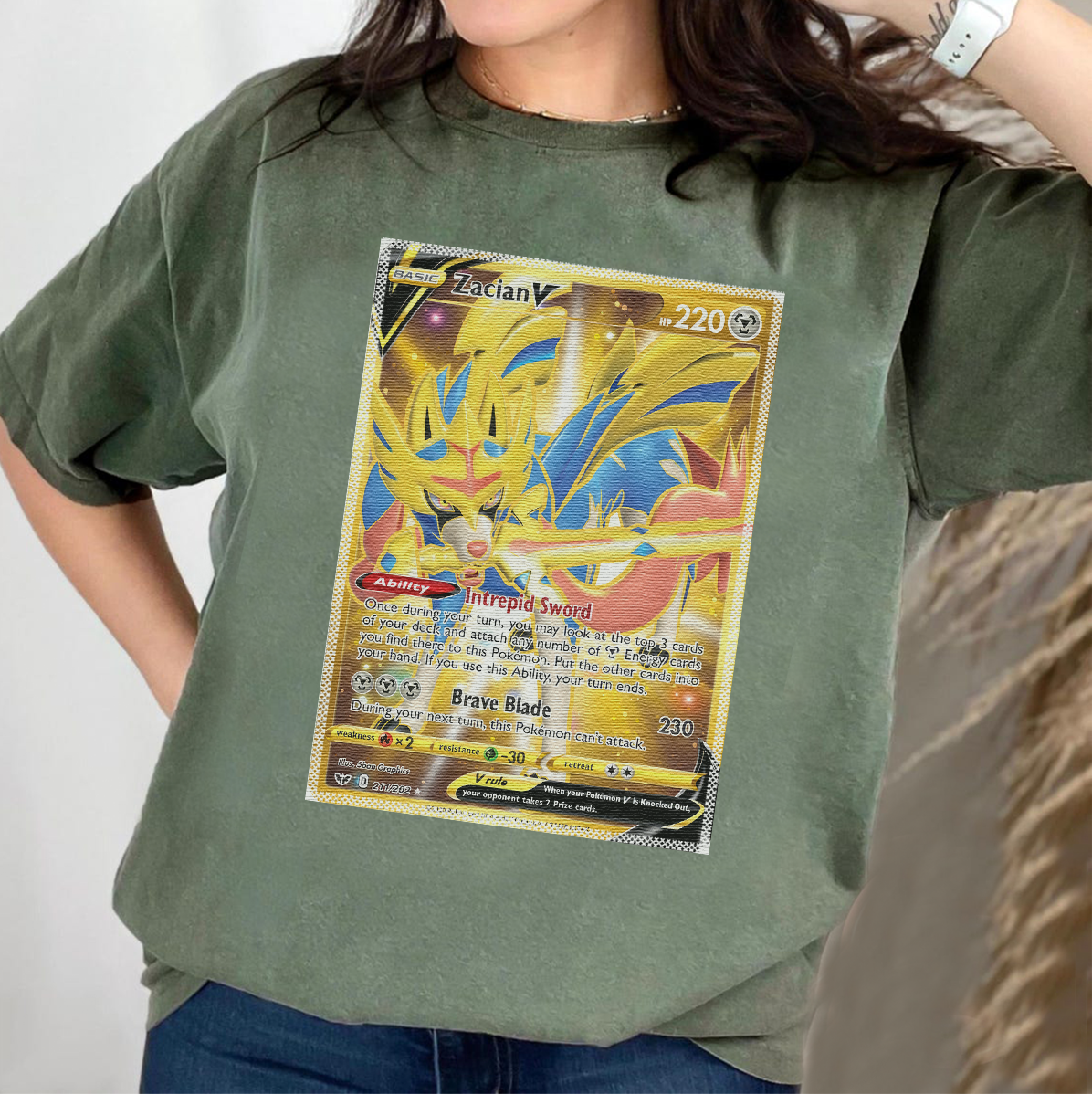 Personalized Pokémon Fabric Trading Card D4 Patch Suture Unisex T-Shirt,Perfect Gift for Fans Friends,P-T-22