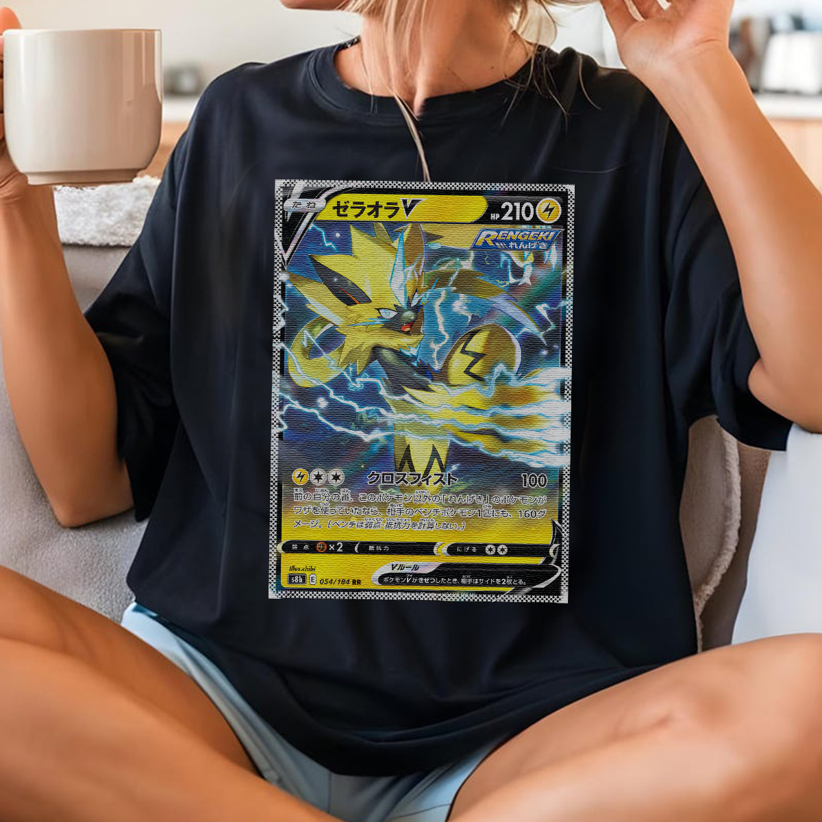 Personalized Pokémon Fabric Trading Card Y4 Patch Suture Unisex T-Shirt,Perfect Gift for Fans Friends,P-T-13