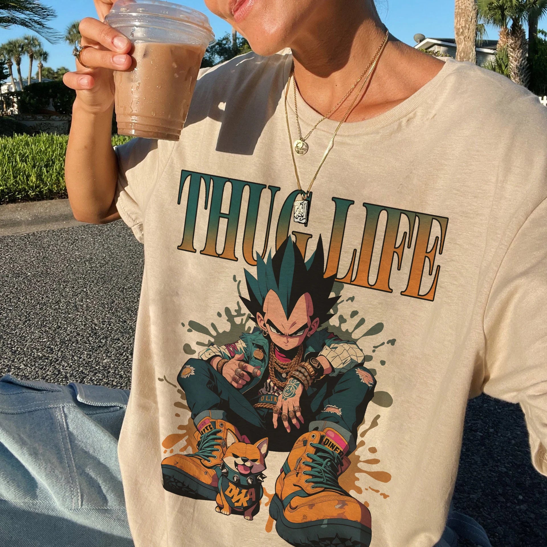 Vegeta Thuglife Dragon Ball Anime T-Shirt,Crewneck,Hoodie,TS-C-502