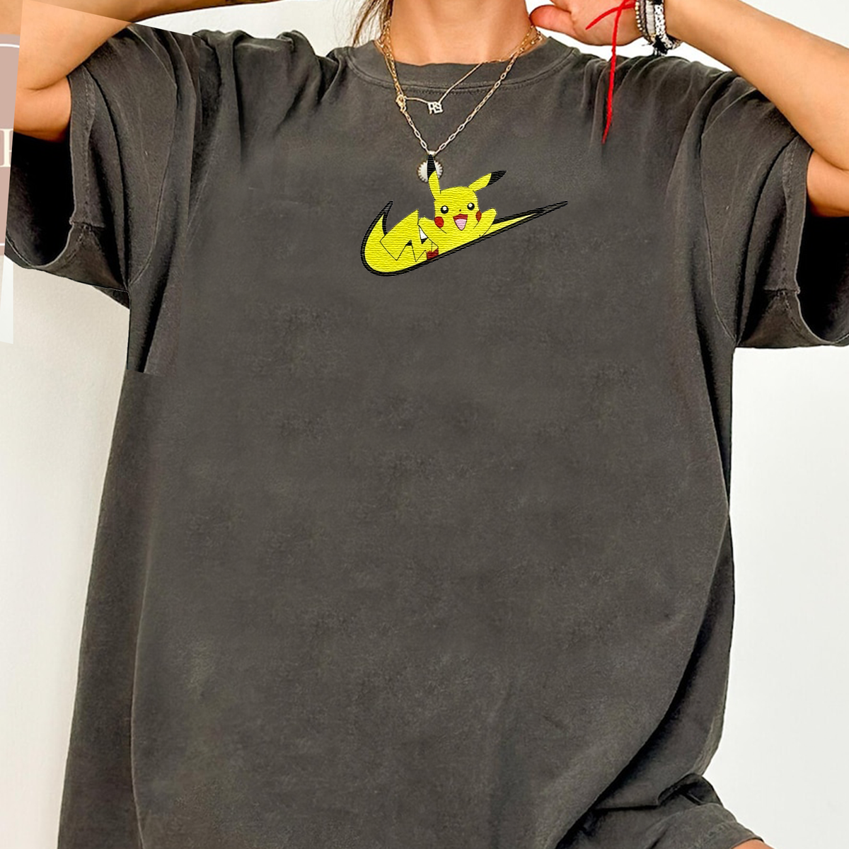 Pikachu Adorable Anime-Themed Embroidered T-Shirt,Crewneck,Hoodie-Trendy Versatile and a Thoughtful Gift for Friends,H-C-1288