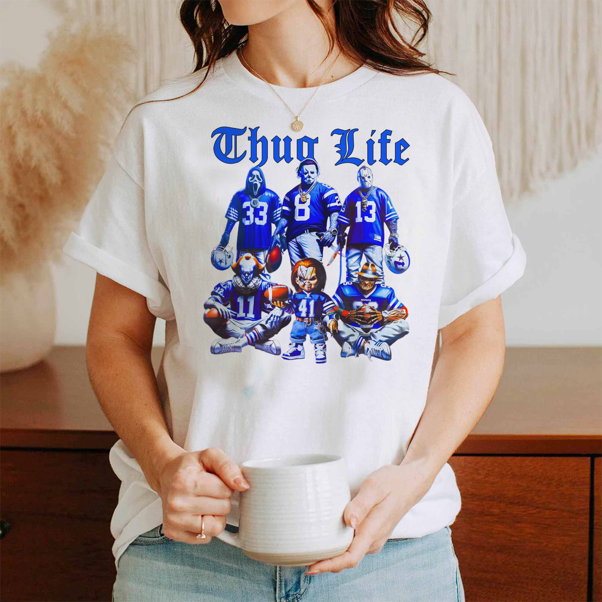 Sweat à capuche avec personnages d'horreur d'Halloween THUG LIFE, TS-C-103