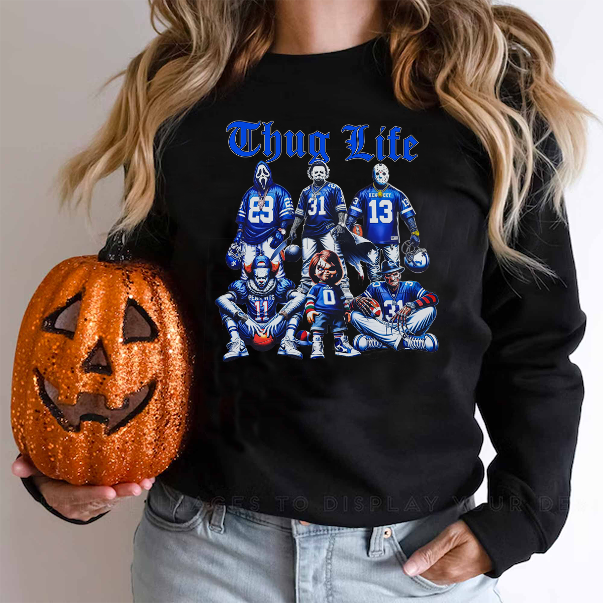 Sweat à capuche avec personnages d'horreur d'Halloween THUG LIFE, TS-C-103