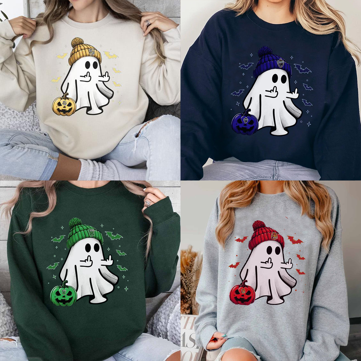 Vintage Cute Ghost Halloween HOgwarts House Unisex T-Shirt,Crewneck,Hoodie,TS-C-656