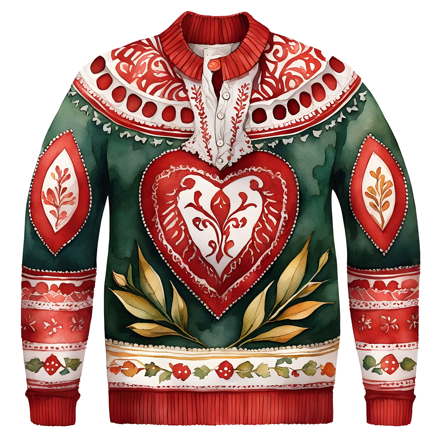 Floral Design Button-Up Ugly Christmas Sweater,For Gift,TS-C-681