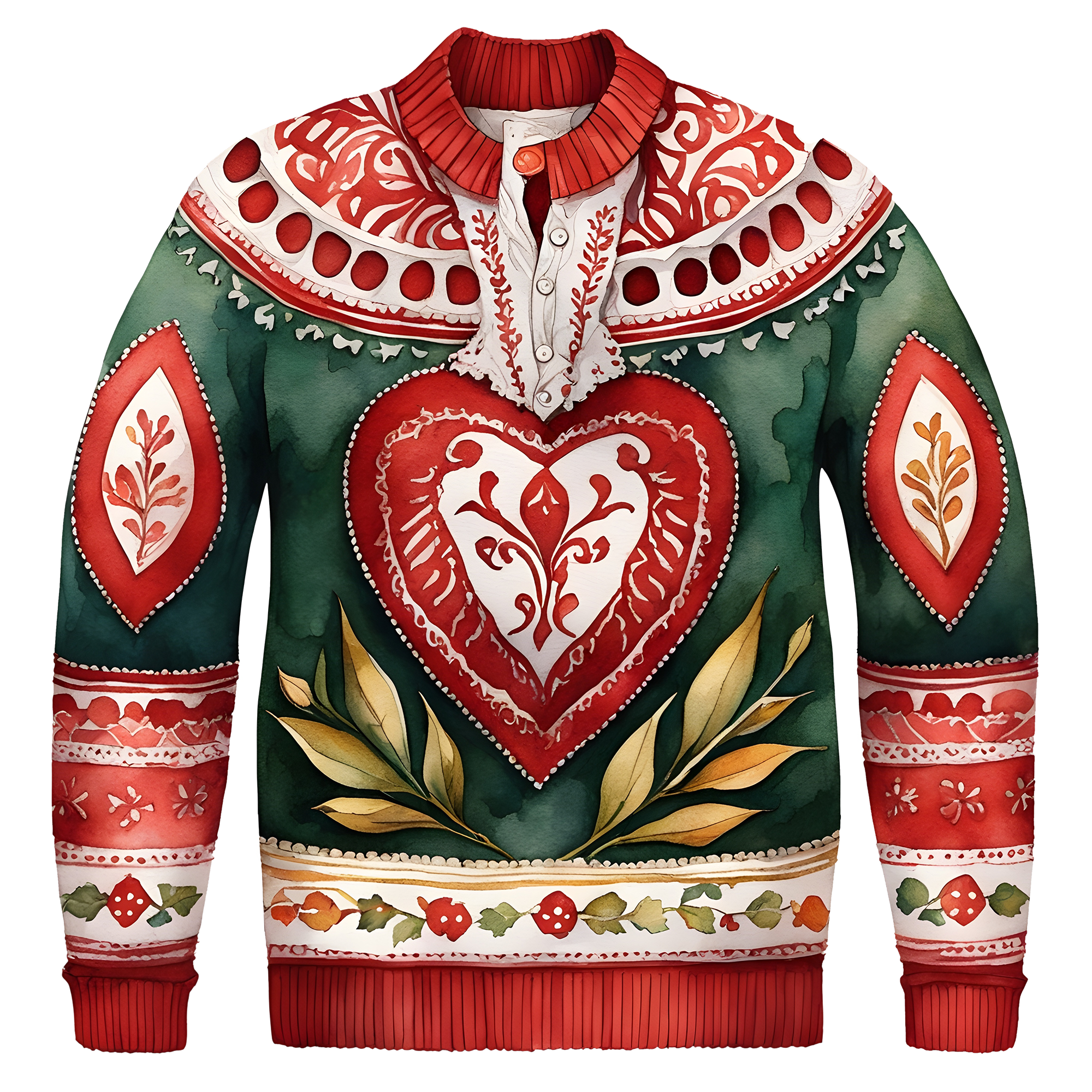 Floral Design Button-Up Ugly Christmas Sweater,For Gift,TS-C-681