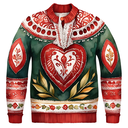 Floral Design Button-Up Ugly Christmas Sweater,For Gift,TS-C-681