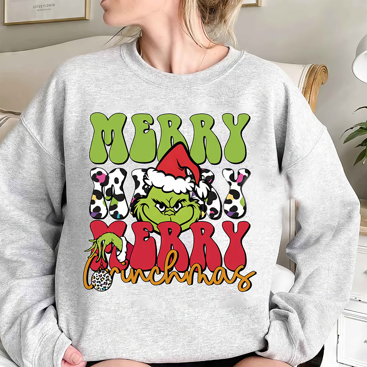 Grinch Merry Grinchmas Cow Pattern T-Shirt,Crewneck,Hoodie,Gift For Christmas,TS-C-386