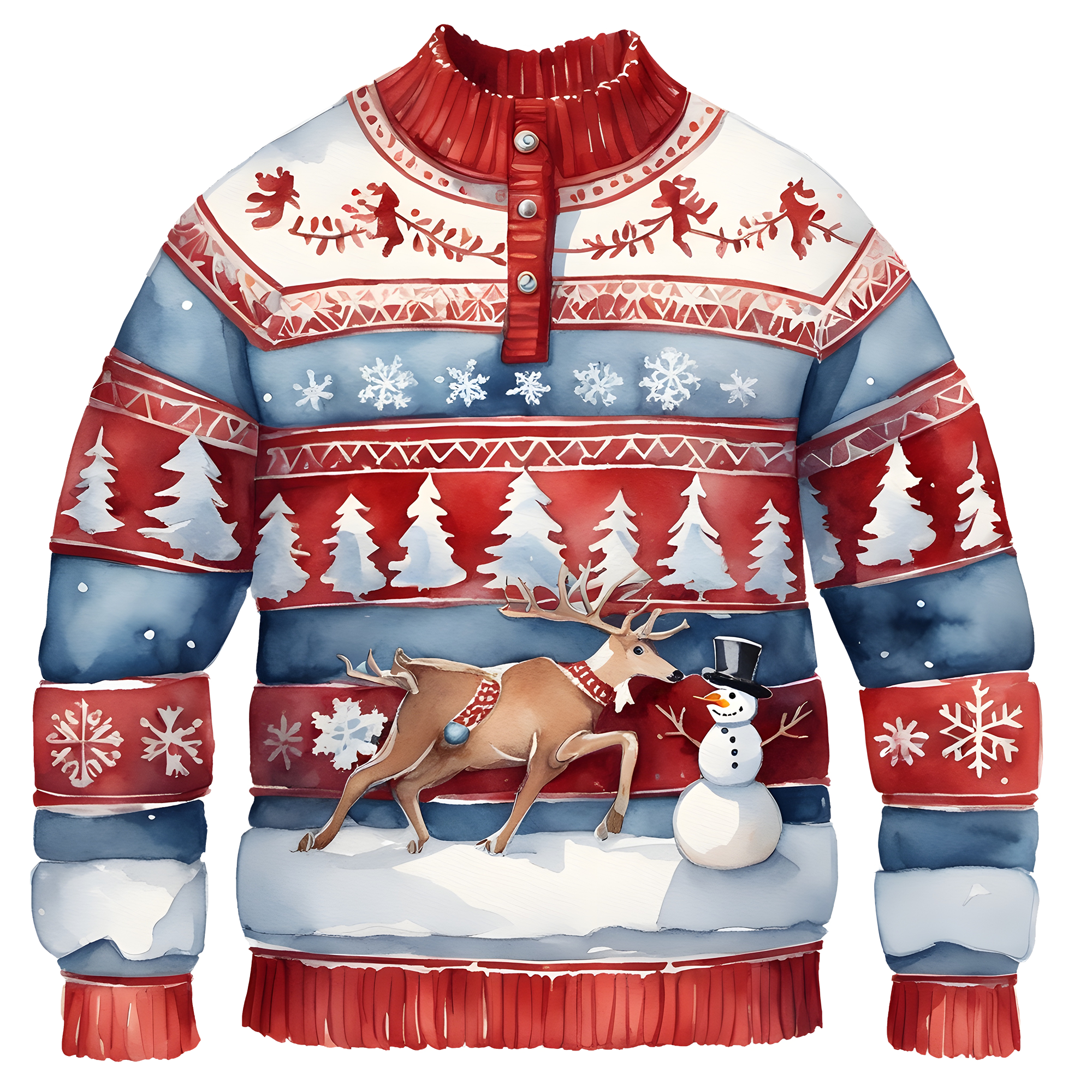 Cheerful Reindeer Colorful Ugly Christmas Sweater,Adorable Holiday Edition,TS-C-689