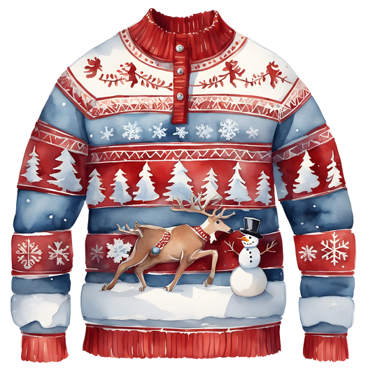 Cheerful Reindeer Colorful Ugly Christmas Sweater,Adorable Holiday Edition,TS-C-689