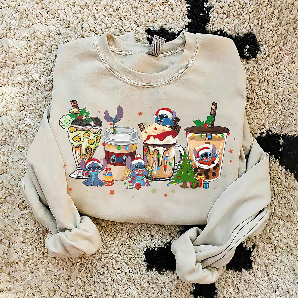 Coffee Cups Stitch Christmas T-Shirt,Crewneck,Hoodie,TS-C-400