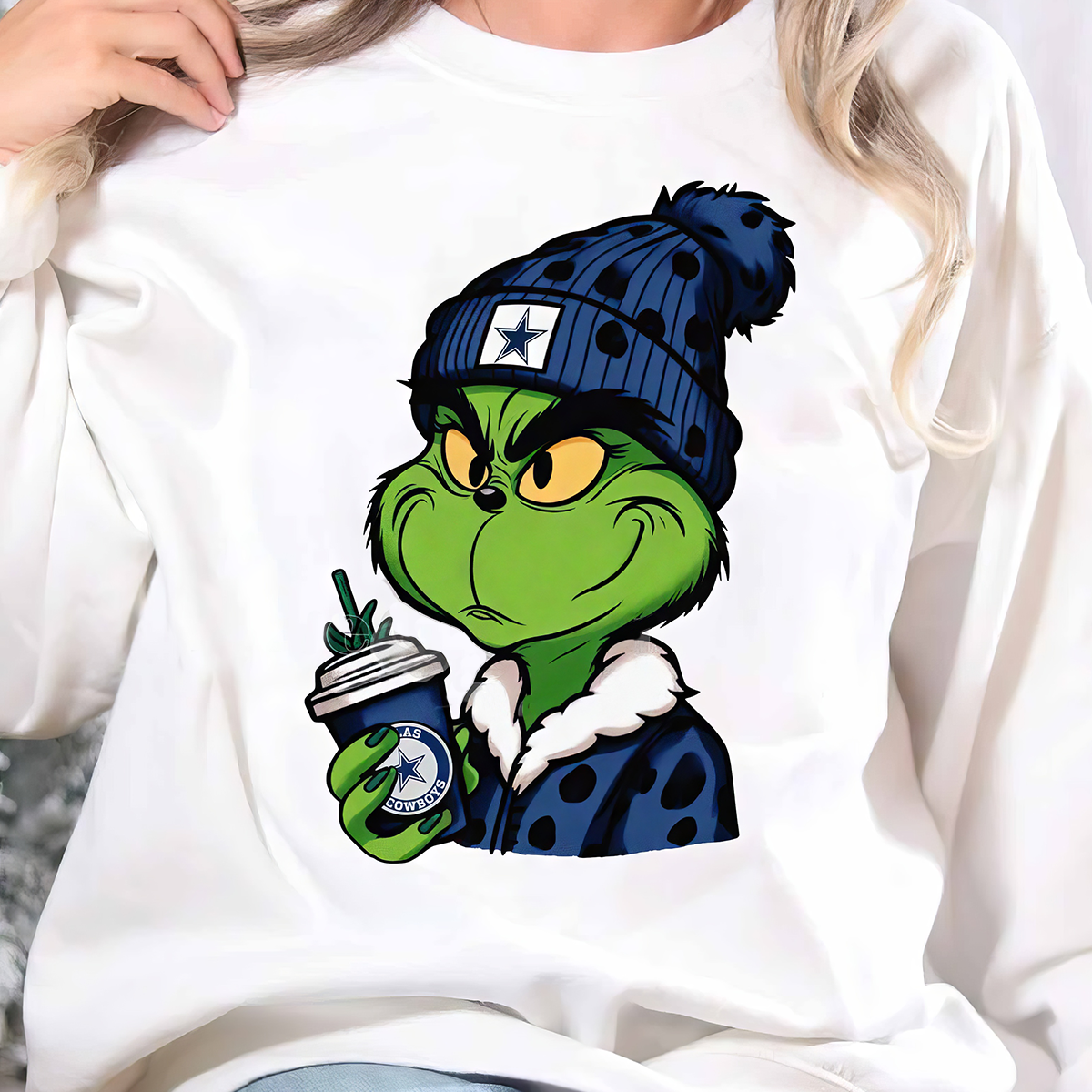 Cowboys × Grinch Football T-Shirt,Crewneck,Hoodie For Gift,TS-C-349