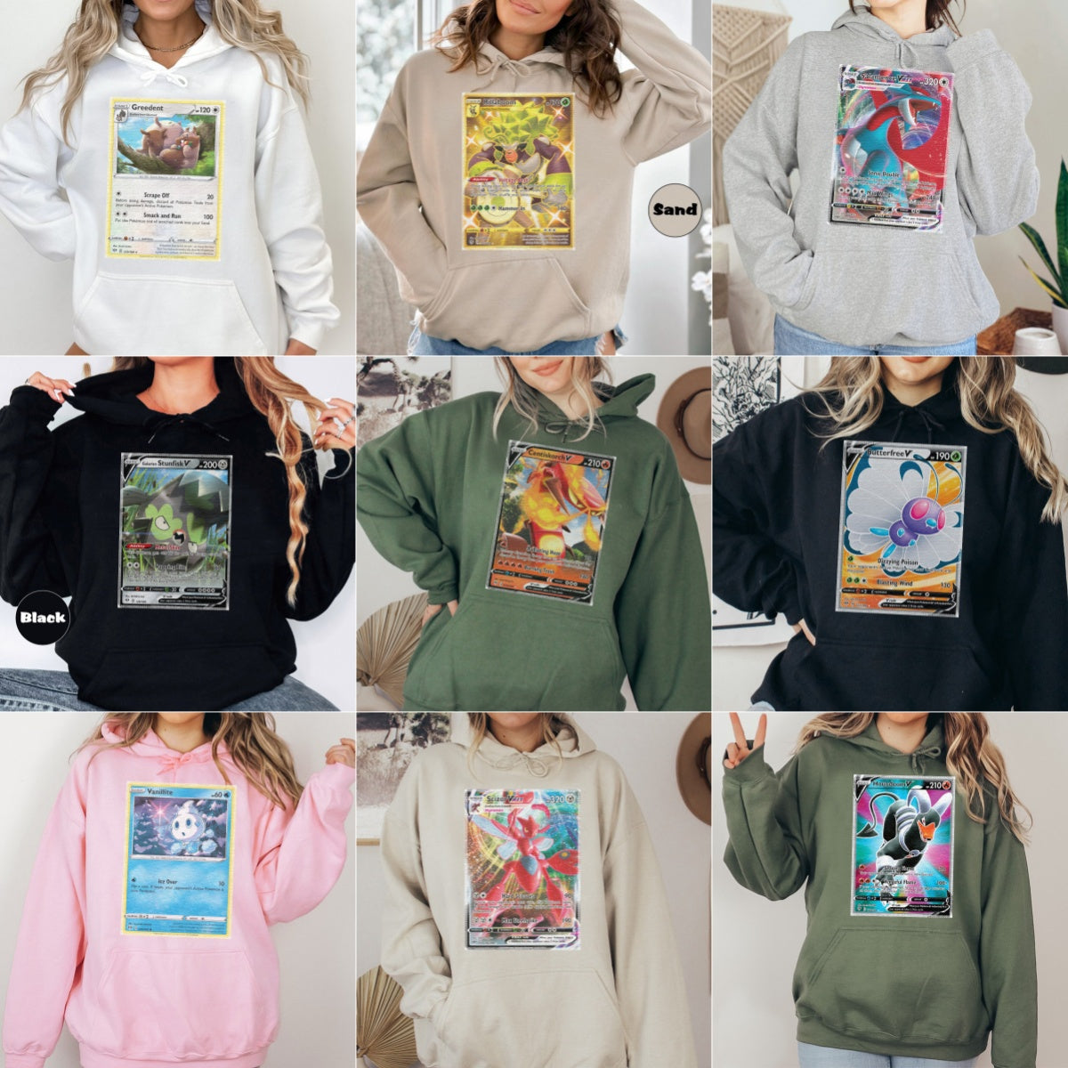 Personalized Pokémon Fabric Trading Card D2 Patch Suture Unisex Hoodie,Perfect Gift for Fans Friends,P-H-18