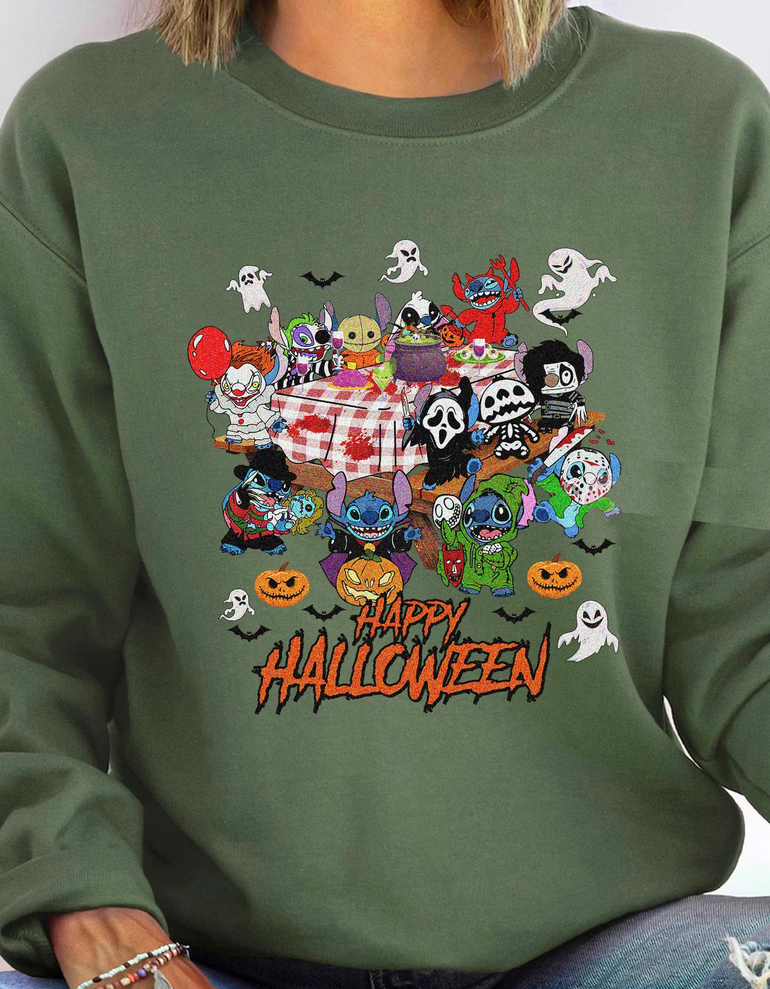 Spooky Halloween Stitch T-Shirt,Crewneck,Hoodie,H-C-134