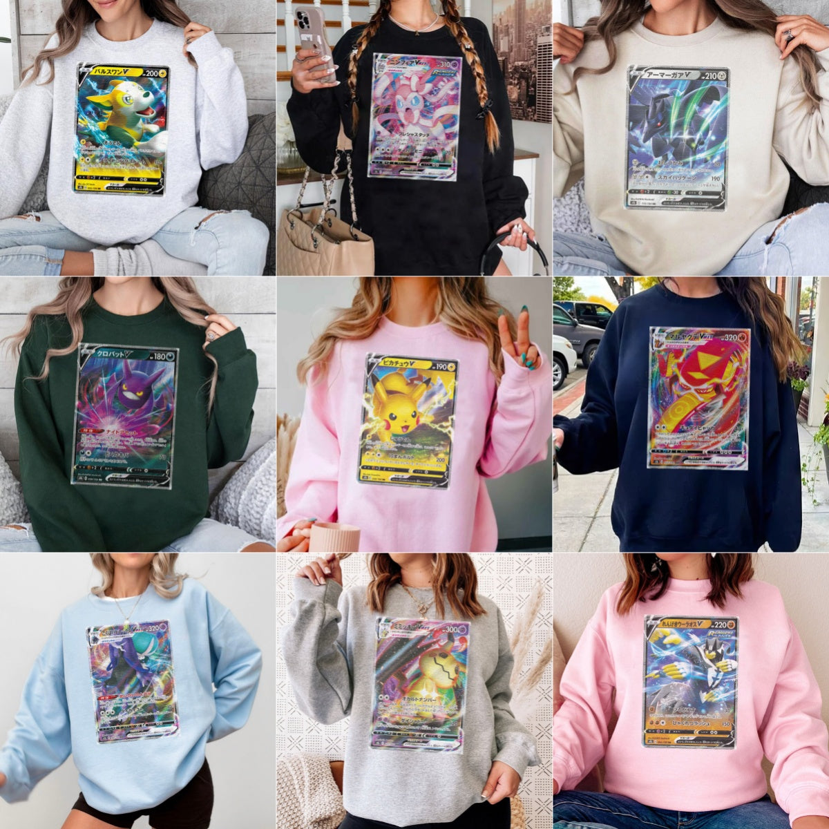 Personalized Pokémon Fabric Trading Card Y4 Patch Suture Unisex Crewneck,Perfect Gift for Fans Friends,P-C-14