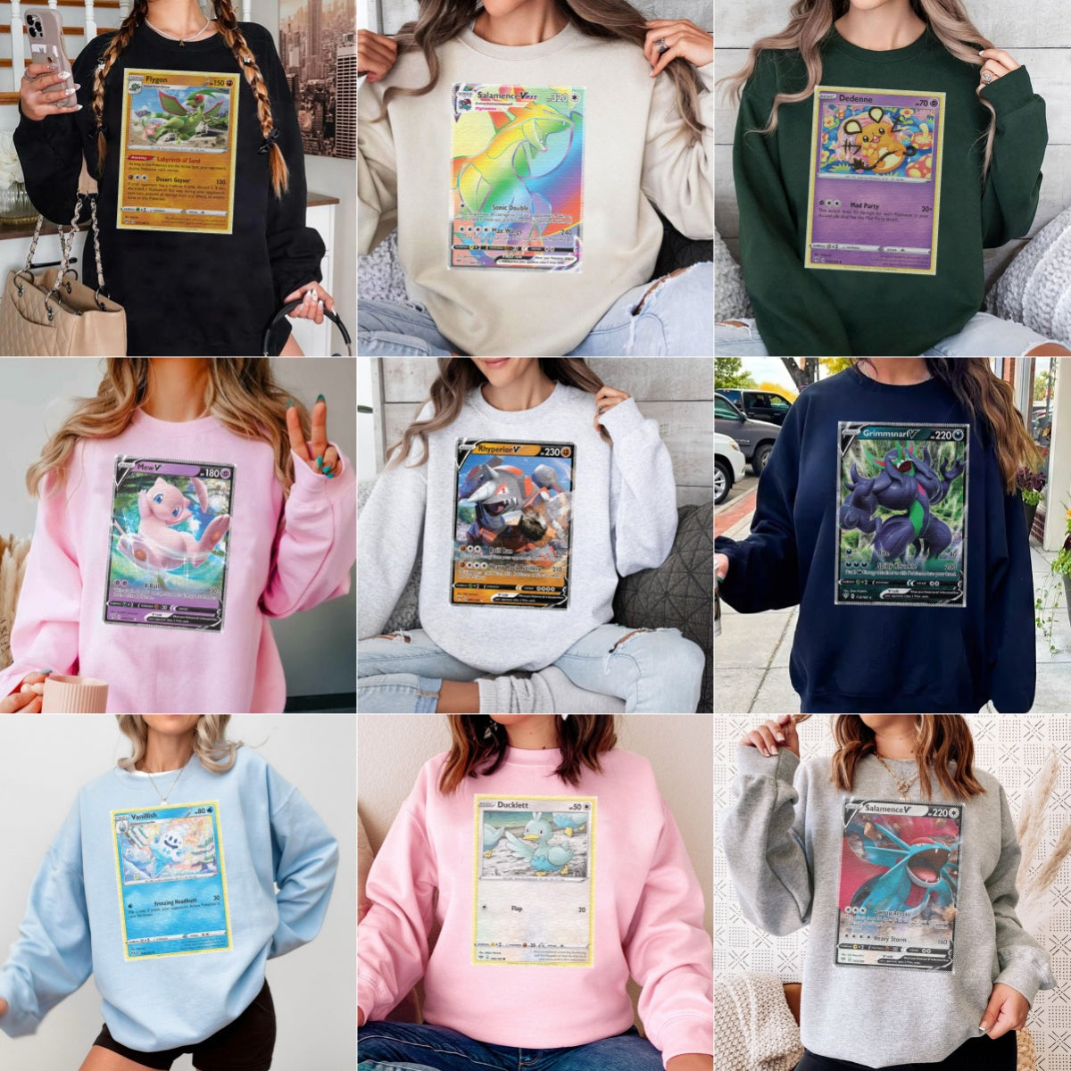 Personalized Pokémon Fabric Trading Card D2 Patch Suture Unisex Crewneck,Perfect Gift for Fans Friends,P-C-17