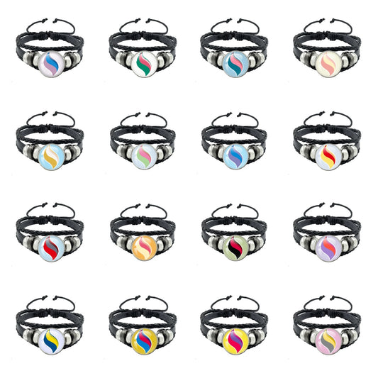 Leather Cord Snap Bracelet with Mega Evolution Stone,Perfect Gift for Friends and Family,B01