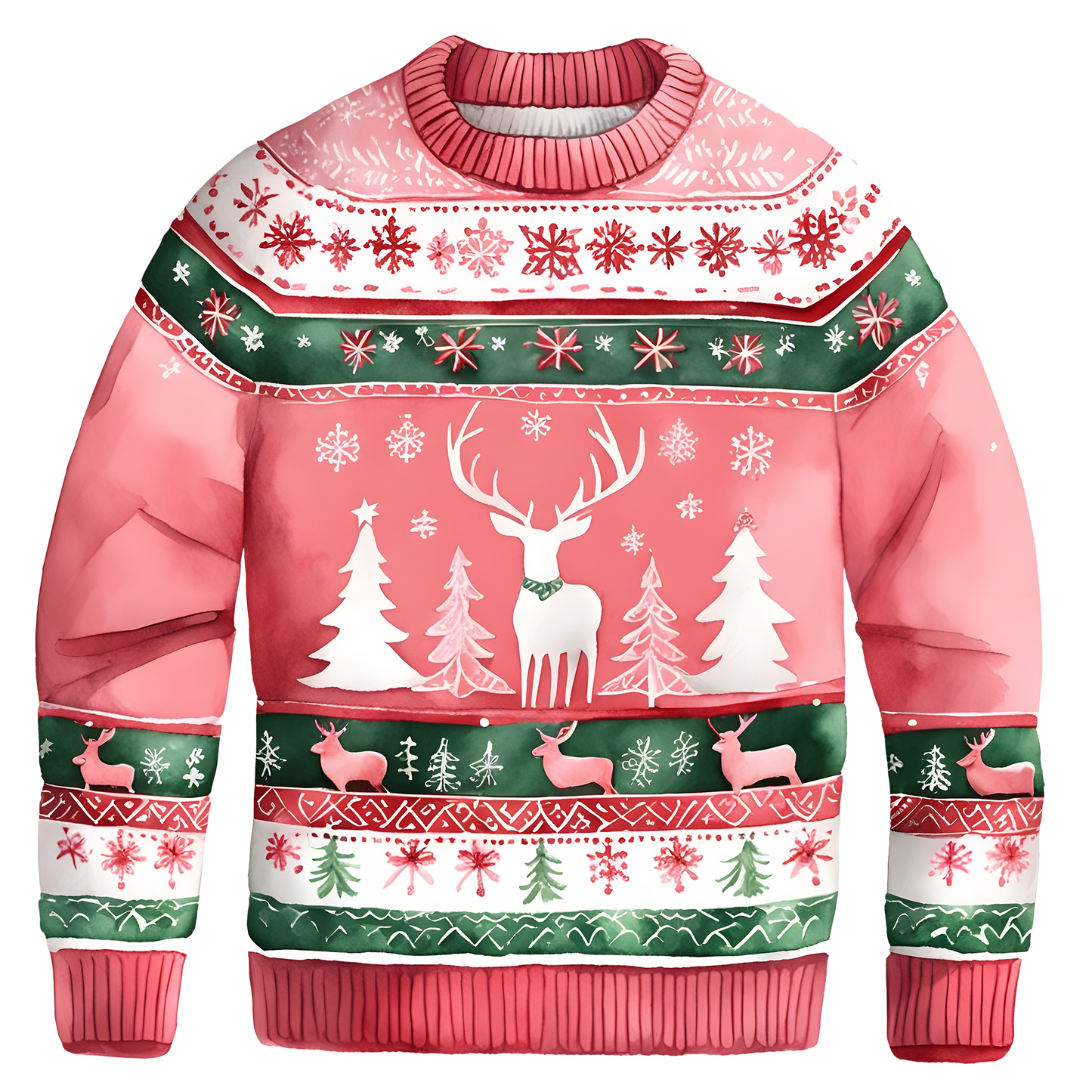 Cheerful Reindeer Colorful Ugly Christmas Sweater,Adorable Holiday Edition,TS-C-688