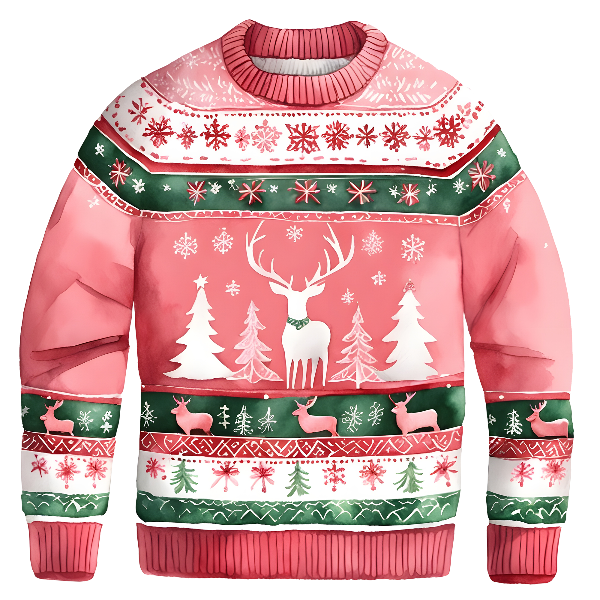 Cheerful Reindeer Colorful Ugly Christmas Sweater,Adorable Holiday Edition,TS-C-688