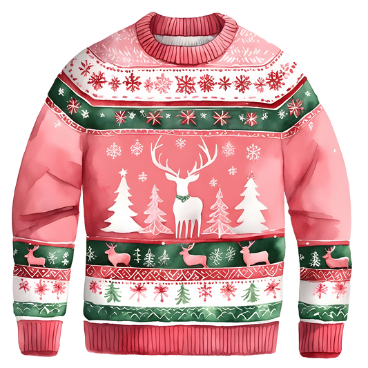 Cheerful Reindeer Colorful Ugly Christmas Sweater,Adorable Holiday Edition,TS-C-688