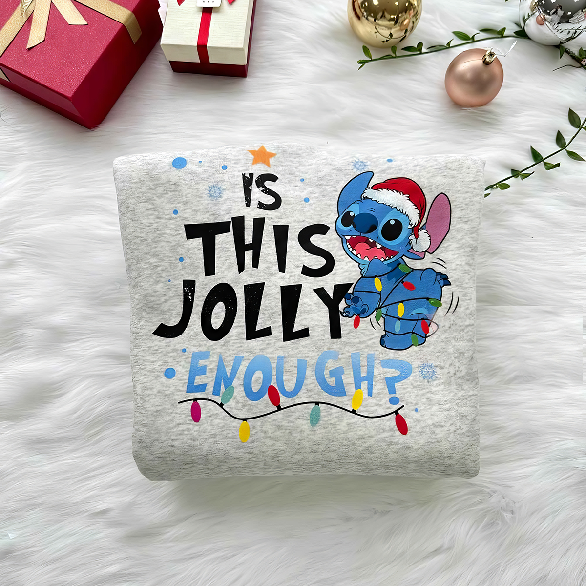 Is This Jolly Enough Stitch Christmas T-Shirt,Crewneck,Hoodie,TS-C-395