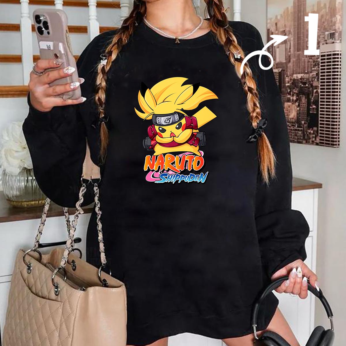 Naruto Shippuden Collaboration Cool Pikachu Unisex T-Shirt,Crewneck,Hoodie,H-C-778