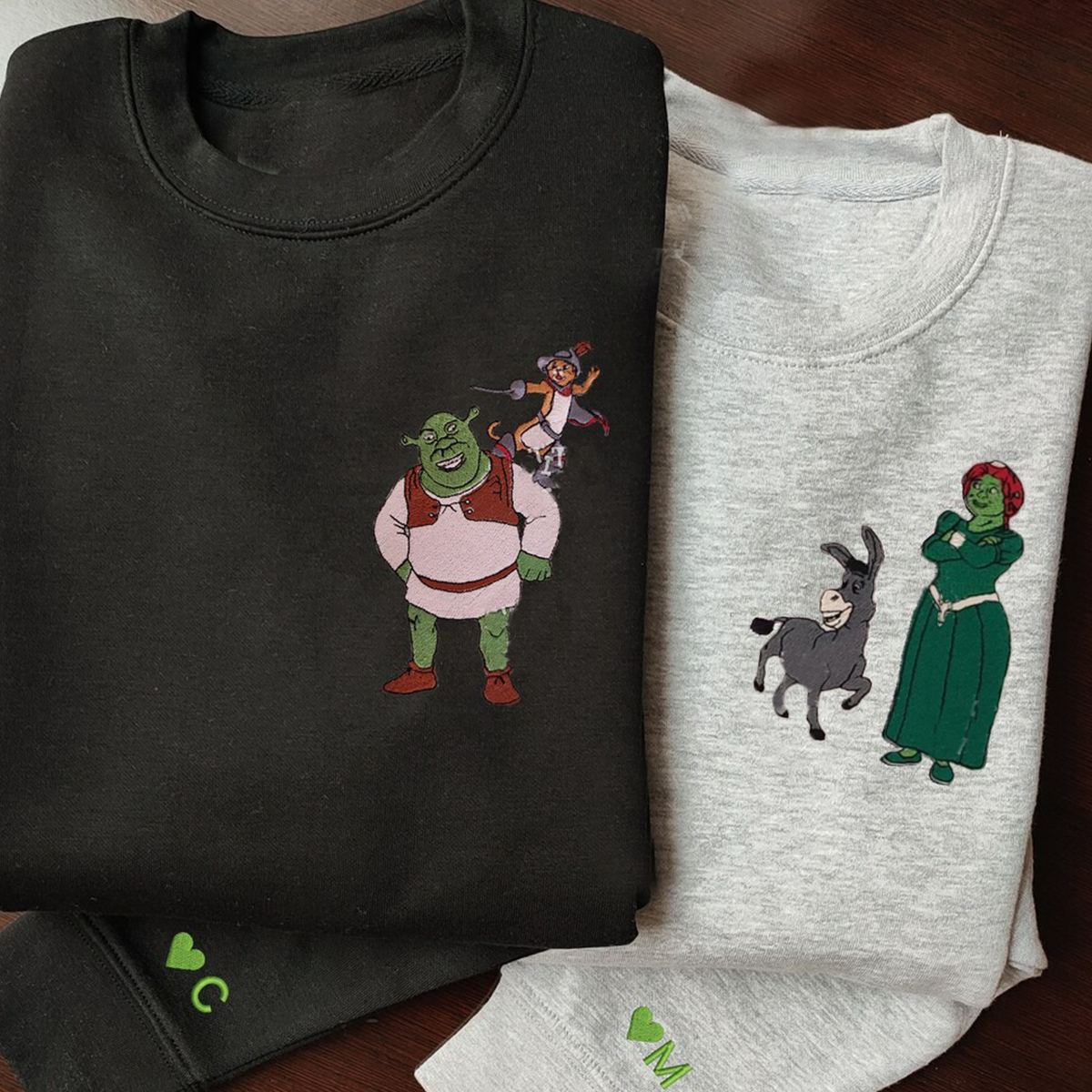 Embroidered Couple With Animal Characters T-Shirt,Crewneck,Hoodie,TS-C-464