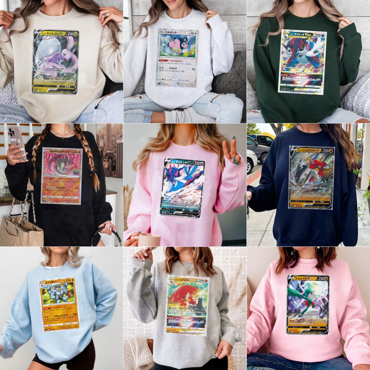 Personalized Pokémon Fabric Trading Card Y2 Patch Suture Unisex Crewneck,Perfect Gift for Fans Friends,P-C-05