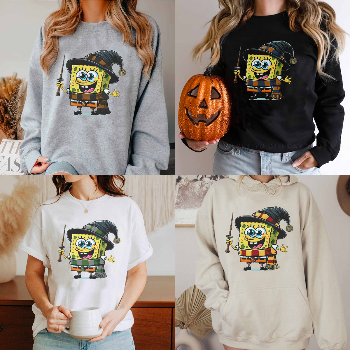 Adorable SpongeBob × Harry Potter Collaboration Halloween T-Shirt,Crewneck,Hoodie,TS-C-314