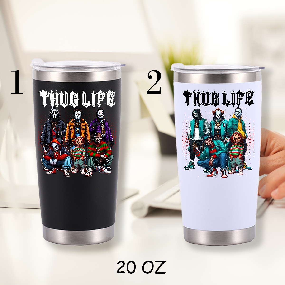 Thug Life Horror Character Halloween Tumbler For Gift,D-C-457