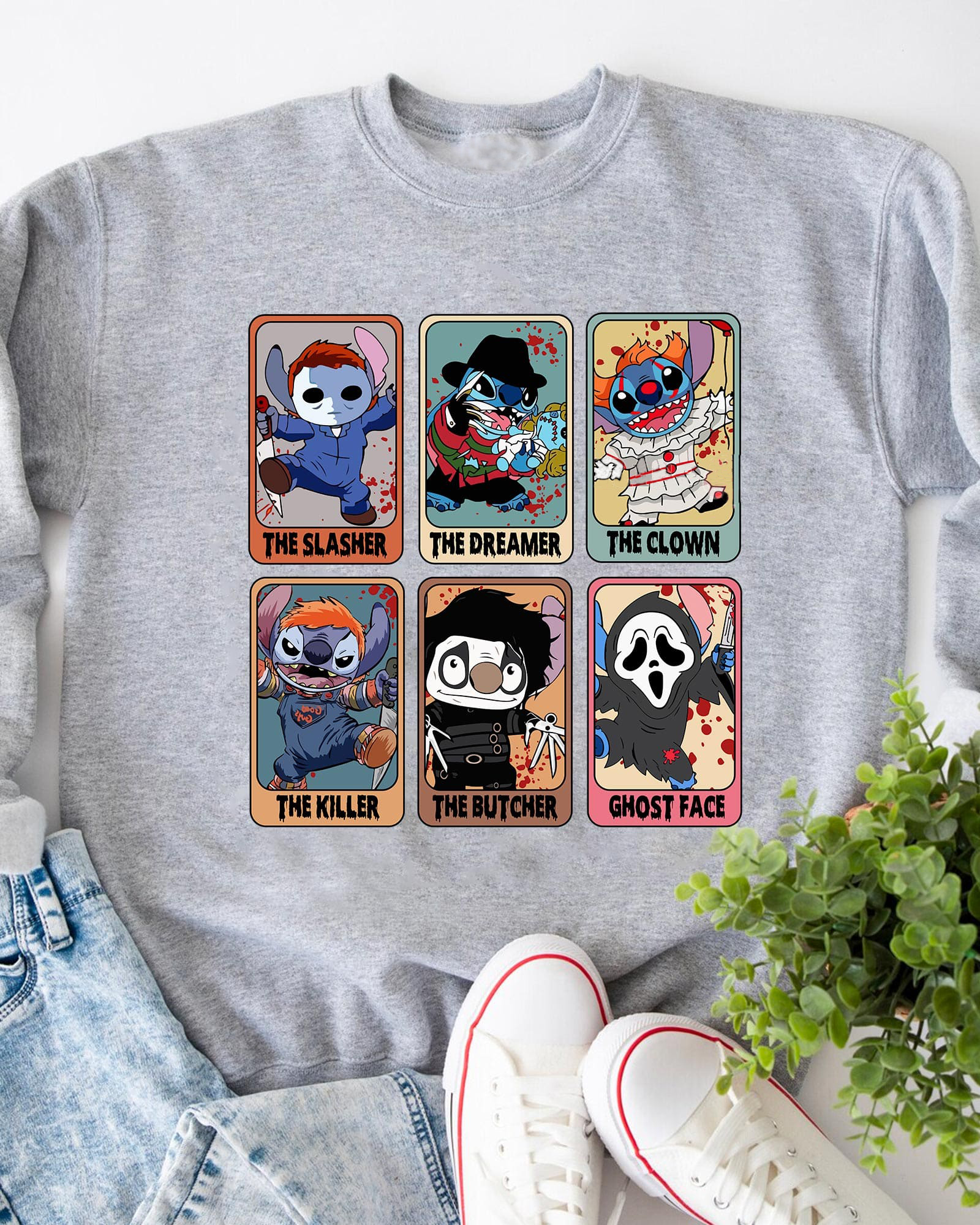 Vintage Halloween Stitch Spooky Tarot Cards T-Shirt,Crewneck,Hoodie,H-C-138