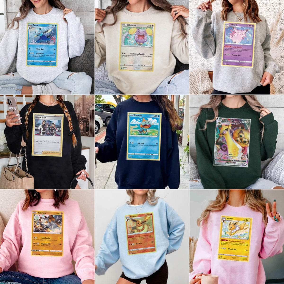 Personalized Pokémon Fabric Trading Card D1 Patch Suture Unisex Crewneck,Perfect Gift for Fans Friends,P-C-11