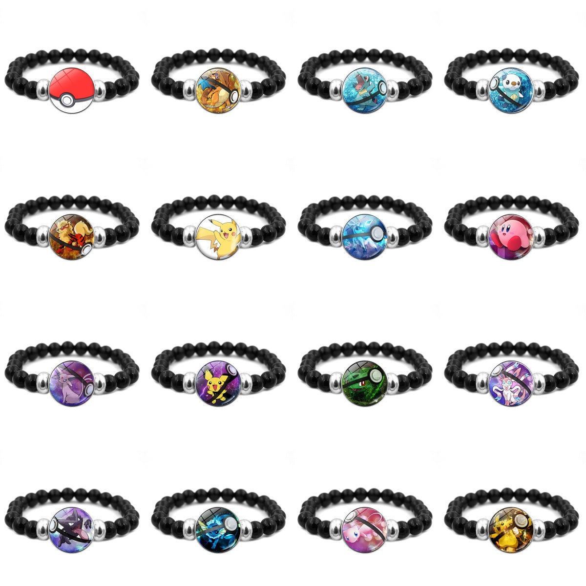 Pokémon Adorable Black Bead Snap Button Bracelet,A Perfect Gift for Friends and Family,B04