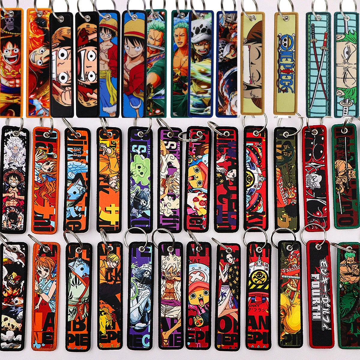 One Piece Luffy Woven Label Keychain, Zoro Cartoon Keychain, Bag Pendant Accessory,018