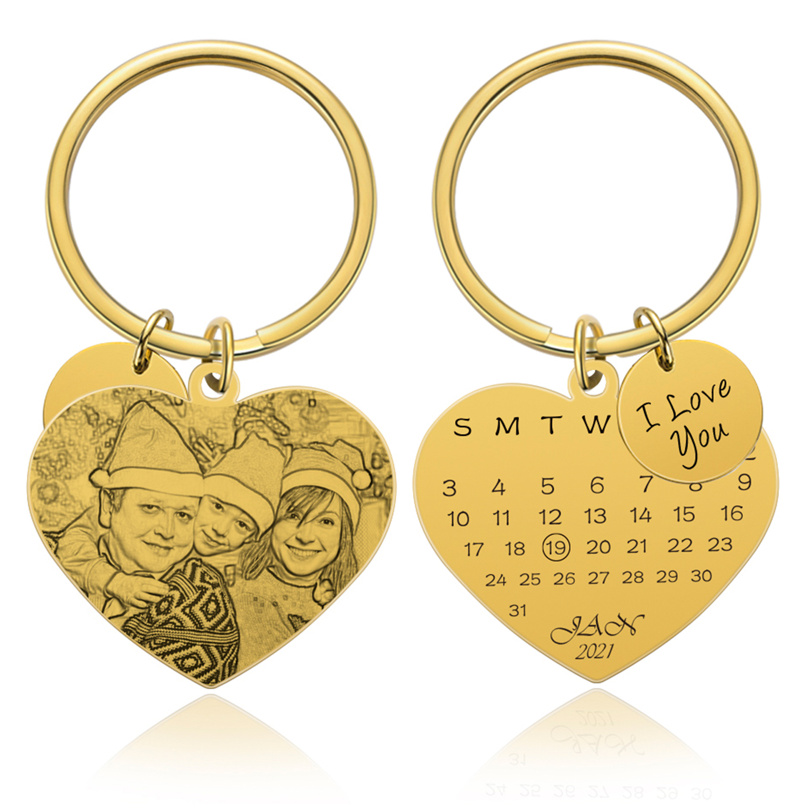 Anniversary Gifts Custom Photo Engraved Calendar Keychain,Gift for Couple,J-A-301