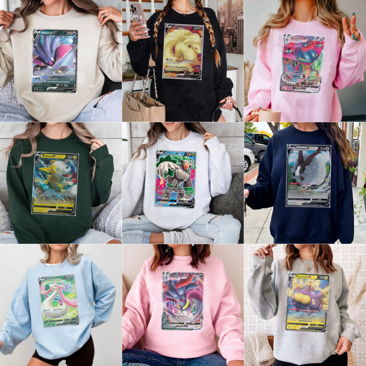 Personalized Pokémon Fabric Trading Card D3 Patch Suture Unisex Crewneck,Perfect Gift for Fans Friends,P-C-20