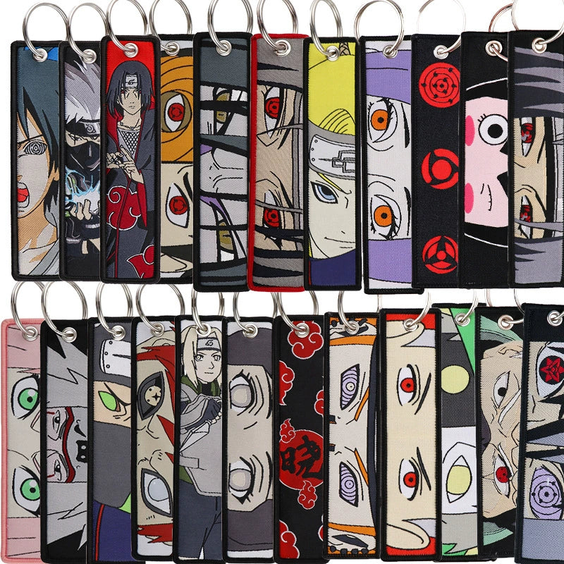 Naruto Cloud Embroidered Keychain – Anime Cartoon Woven Fabric Key Ring for Students & Fans,027