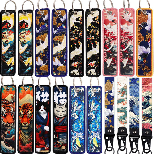 Cartoon Animal Eagle Beak Keychain Pendant,Japanese Style Wave Jacquard Keychain,Keychain with Traditional Chinese Style Lanyard Decoration,015