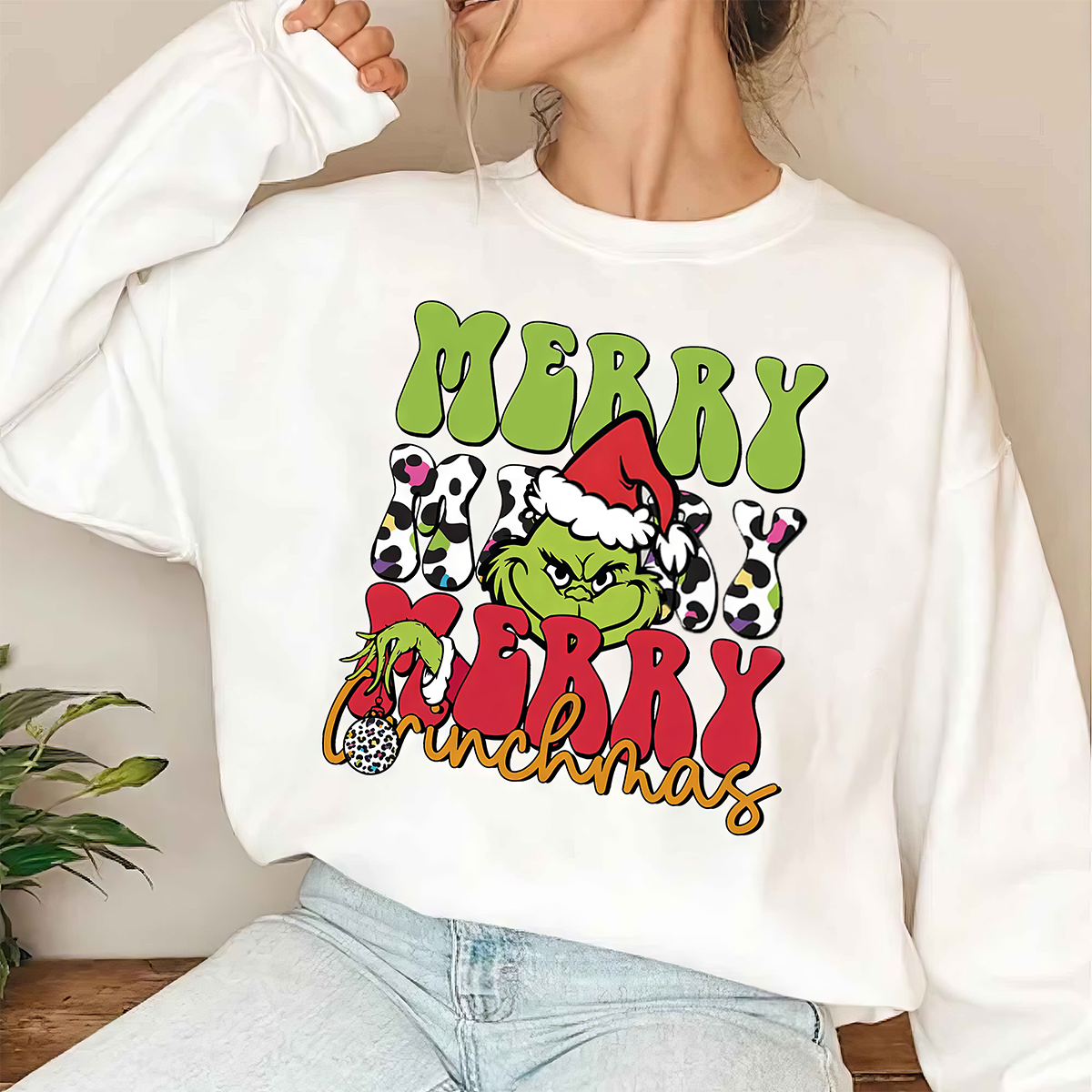 Grinch Merry Grinchmas Cow Pattern T-Shirt,Crewneck,Hoodie,Gift For Christmas,TS-C-386