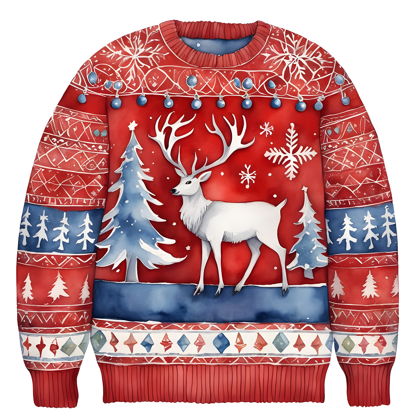 Cheerful Reindeer Colorful Ugly Christmas Sweater,Adorable Holiday Edition,TS-C-687