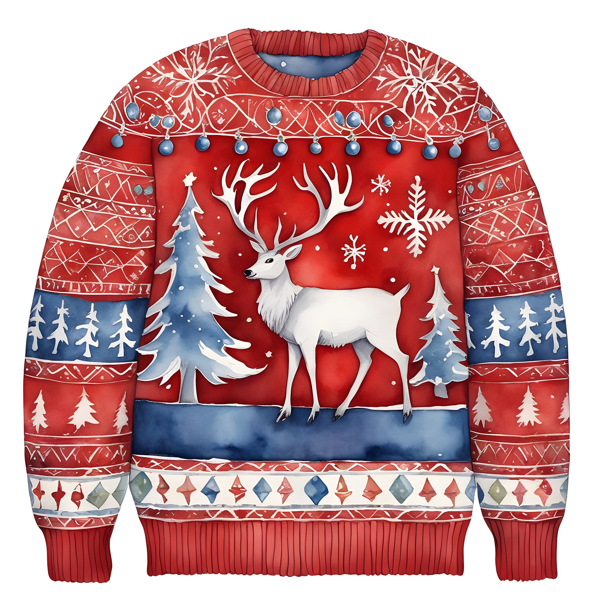 Cheerful Reindeer Colorful Ugly Christmas Sweater,Adorable Holiday Edition,TS-C-687