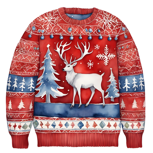 Cheerful Reindeer Colorful Ugly Christmas Sweater,Adorable Holiday Edition,TS-C-687